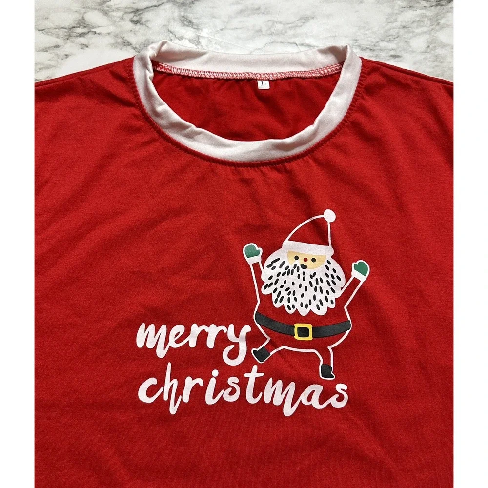 Pajamas Mens Set 3PC Santa Claus/Trees & Merry Christmas Print Sz L Multicolor - Picture 4 of 16